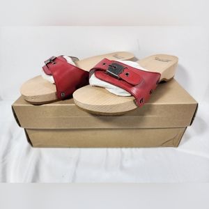 Dr. Scholls Original Collection Women's Wood Sandal Open Toe Size 8(M), Red, NIB